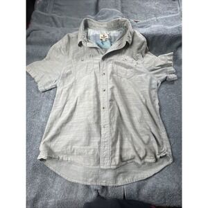 Woolrich Mens XL Short Sleeve Button Up Light Green Dual Pockets Shirt